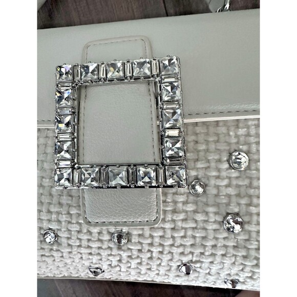 On 34th Women's Tandii Woven Crystal Small Satchel Crossbody Off White silver - Picture 4 of 7